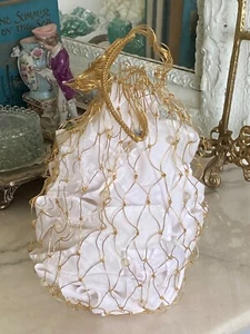 Unused Vtg 1960s Gold Metallic Wire Basket Purse Japan Beach Party Runway Plasti - Picture 1 of 18