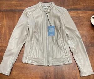 Cole Haan Women's Genuine Lamb-Skin Jacket in light beige Size XS, NWT - Picture 1 of 4