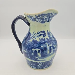 Vintage cobalt flow blue ironstone 6 inch pitcher Victoria wear - Picture 1 of 3