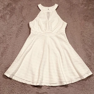 Altard State Babydoll Fit & Flare Dress Women's Medium White Striped Lined - Picture 1 of 15