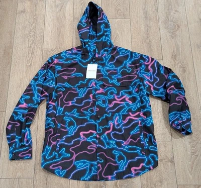 $1850 Hombres Valentino "Caban" Camuflaje Chaqueta con Capucha Azul 46 - Pequeña Foto 1 de 4