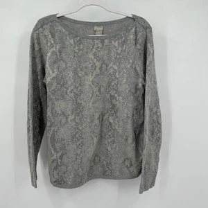 Chicos Womens Minimalist Metallic Snake Print Top Size 2 US L Luxe Modern - Picture 1 of 6