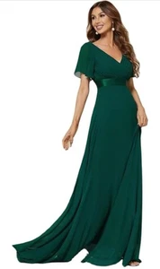 Neu Mit Etikett! Grünes Chiffon Brautjungfernkleid | Größe M - Bild 1 von 8