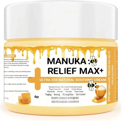 Crema calmante irritación piel picazón miel ultra natural Manuka Relief Max+ 4 oz Foto 1 de 4