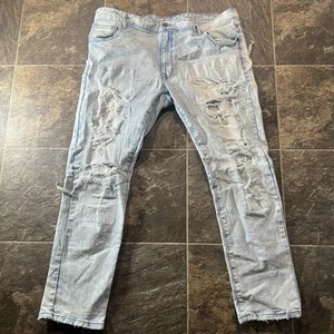 Smoke Rise Jeans Men's Sz 42x34 Light Wash Slim Fit Normcore Trendy Distressed - Picture 1 of 9