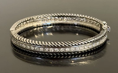 "Brazalete brazalete con bisagras Joseph Esposito de plata de ley con circonita cúbica 6""" Foto 1 de 4