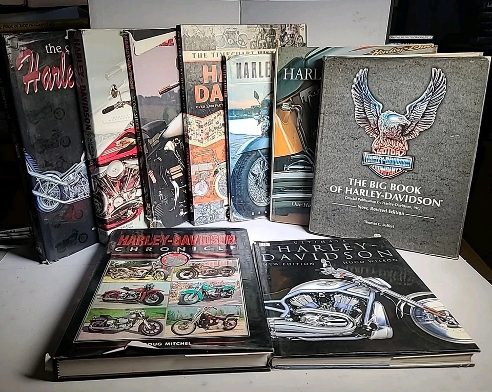 Harley-Davidson Book Lot – 9 Hardcover Books – History, Models, Chronicle, Photo - Image 1 of 4