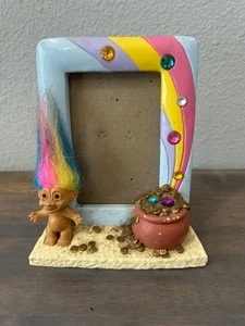 Vintage Russ Troll Puppe Pastell Regenbogen Schatz Foto Bilderrahmen - Bild 1 von 6