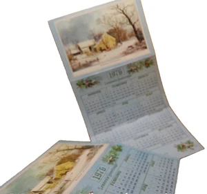 Currier & Ives winter afternoon 1976 Calendar American Motor Lodge Lenox MA Lot - Picture 1 of 6