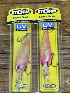 LOT OF 2 STORM SMASH SHAD 07 GHOST PINK UV BRIGHT 2 3/4" 3/8oz Fishing Lures - Picture 1 of 6