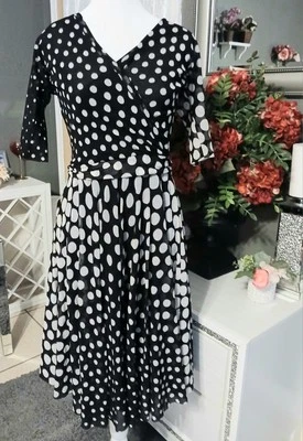 FUZZI women Polkadot Sheer Knee Length dress size Medium Authentic Italy - Image 1 of 4