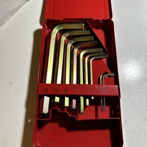 Snap-on Werkzeuge 9 Stück metrisch Sechskantschlüssel Set 2mm 12mm Snap On rot Koffer L Form - Bild 1 von 3