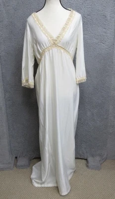 Camisón Lencería Iris Vintage Años 70 Para Mujer M Marfil Encaje Ribete Cintura Imperio EE. UU. Foto 1 de 4