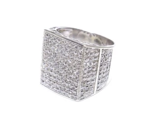 Anillo de plata .925 con punta de circonita cúbica blanca corte redondo 16,4 gramos para hombre - Imagen 1 de 5
