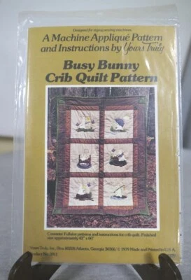 全新 1979 年 Yours Truly Machine 贴花图案“忙碌的兔子婴儿床被子”#3911 美国 — 第 1/3 张图片