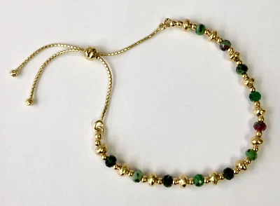 Pulsera Estación Ajustable HSN Bellezza Tono Bronce Rubí Zoisita Foto 1 de 4