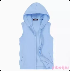 Young Men's Sport Casual Hoodie Vest Waistcoat Thin Tops Hooded Jackets Athletic - Picture 1 of 22
