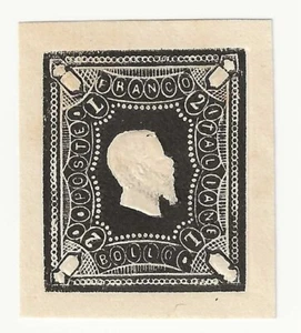 1864 Regno d'Italia - Saggio stampa Giuseppe Re 2 Lire nero senza gomma - Foto 1 di 2