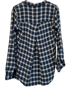 Neu mit Etikett Thread & Supply blau-weiß kariertes Hemd-Riegelärmel-Ray-Span-Poly - Bild 1 von 4