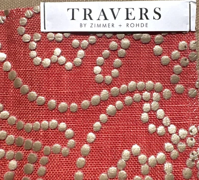 Travers by Zimmer+Rohde Cordelia Terracotta Gold Linen Fabric Sample #7 - Image 1 of 4
