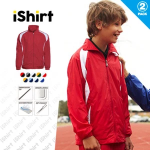 2PCXKIDS JACKET 100% POLYESTER SHOWER PROOF FULL ZIP SPORT TRAINING TRACK JACKET - Picture 1 of 12