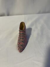 Vintage Pink Miniature Shoe Silver Tone Accents Retro Collectible Art Deco MCM