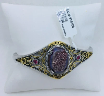 Brazalete Brazalete Karis PtB Platino Vinculado Druzy Filigrana Ornamentado con Bisagras Foto 1 de 4