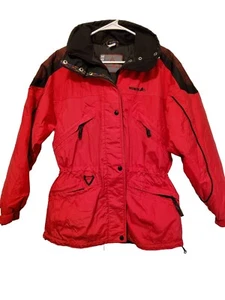 Mobius Patricia Red Zip Pocketed Ski Jacket Coat With Hidden Hood Girl sz 16 - Picture 1 of 11