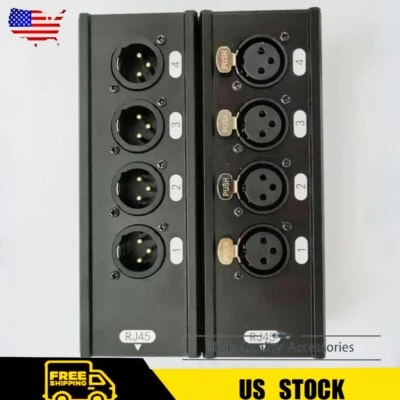 4Channel 3-Pin XLR Male Female To Single Ethercon Audio Network Box Extender US - Image 1 of 4