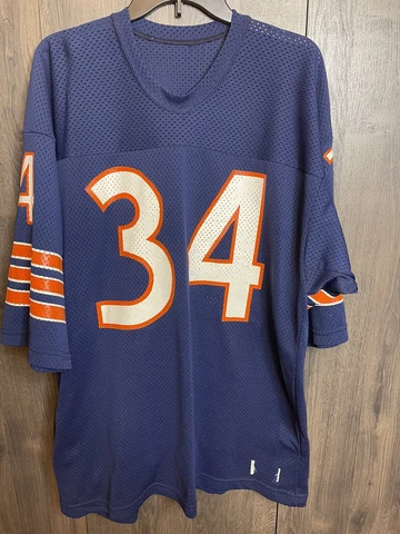 Vintage Chicago Bears Jersey 34 Walter Payton Mens Small NFL Blue Ravens Knit LG Cover