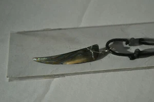 Paua-Muschel Dreickanhänger mit Stoffkordel, 4,6 cm x > 1 cm , Unikat - Bild 1 von 2