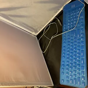 USB Silicon Roll-Up Keyboard Flexible Blue Full Size Foldable Keyboard - Working - Picture 1 of 3