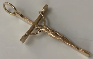 LARGE ish 9ct Yellow Gold Crucifix/ Cross Pendant 4.2 g Hallmarked - Picture 1 of 6