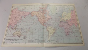late 1800s Antique Map of PHYSICAL AND COMMERCIAL CHART OF THE WORLD - Foto 1 di 1