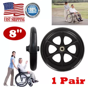 8Inch Front Wheel 1 Pair For Manual Wheelchair 8'' Wheelchair Wheels Caster - Picture 1 of 11