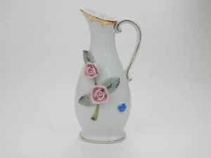 Vintage Bone China Applied Flower Rose 5” Pitcher Made in Japan - Foto 1 di 6