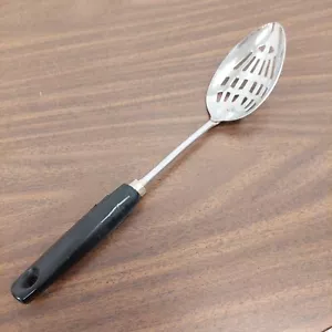 VINTAGE EKCO CHROMIUM PLATED SLOTTED STIRRING SERVING SPOON UTENSIL - Picture 1 of 6