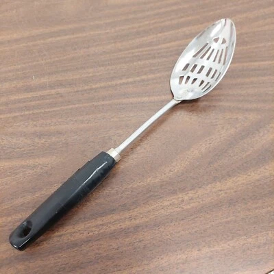 VINTAGE EKCO CHROMIUM PLATED SLOTTED STIRRING SERVING SPOON UTENSIL - Image 1 of 4