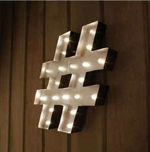 LED Light Hashtag Marquee Sign # With 20 LEDS And Timer - Wedding decor - Picture 1 of 5