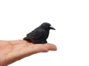 Raven Crow Figure Miniature Black Bird Statue Sculpture Decor Garden Cake Topper - Picture 1 of 6