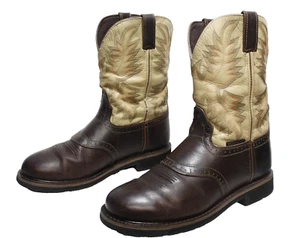 Botas de Trabajo Justin Superintendent Originales Para Hombre 12D Cuero Marrón Botas Pull On - Imagen 1 de 12