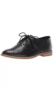 Scarpe Oxford Hush Puppies donna in pelle nera cardo forate NUOVE - Foto 1 di 10