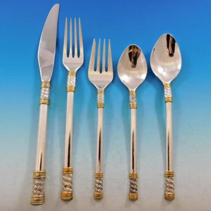Aegean Weave Gold by Wallace Sterling Silver Flatware Set 8 Service 40 pieces - Picture 1 of 5