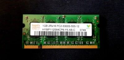 Memoria Hynix 1GB DDR2 PC2-5300 667MHz SODIMM (HYMP112S64CP6-Y5 AB-C) - Imagen 1 de 2