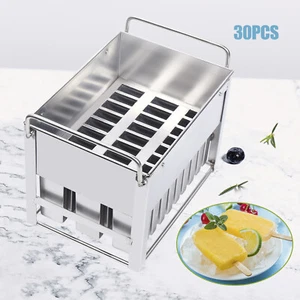 30* Ice Cream Stainless Steel Molds Ice Pop Lolly Popsicle Stick Holder Summer - Picture 1 of 16