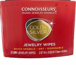 Connoisseurs Jewelry Wipes Gold and Silver Cleaner 25 Count Great For Grillz - Picture 1 of 2
