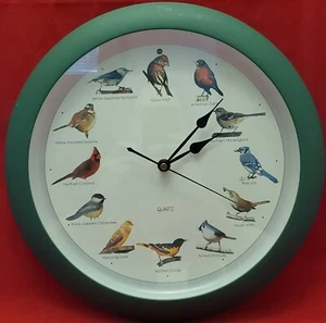 RELOJ DE PARED DE PÁJARO CANTOR DE COLECCIÓN 13" Verde - 12 Canciones Diferentes de Pájaros - Probado - Imagen 1 de 6