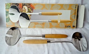 WMF Salatbesteck Cromargan-Eelstahl  Holzgriffe Farm  18/10  -  30 cm - Bild 1 von 2