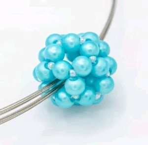 Anhänger Kettenanhänger Damen Schmuck handgefertigt Kugel türkis aquamarin rund - Bild 1 von 5