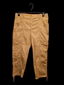 Chicos Womens Cropped Pant US 8 (size 1) Stretch Waist Yellow Several Pockets - Picture 1 of 8